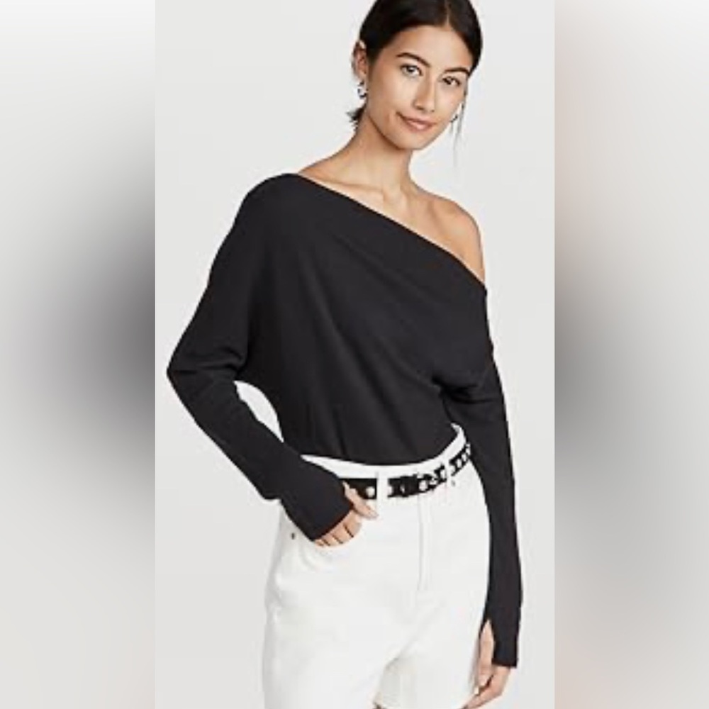 Free People Black Off the Shoulder Sweater